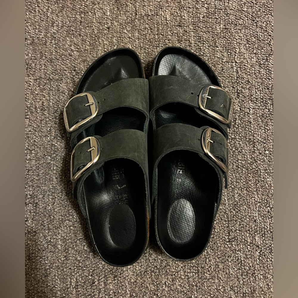 Black Leather Birkenstocks, Size 38 (7.5)